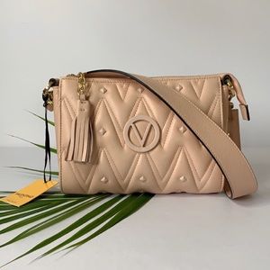 VALENTINO Beige Shoulder Bag Quilted Marlene